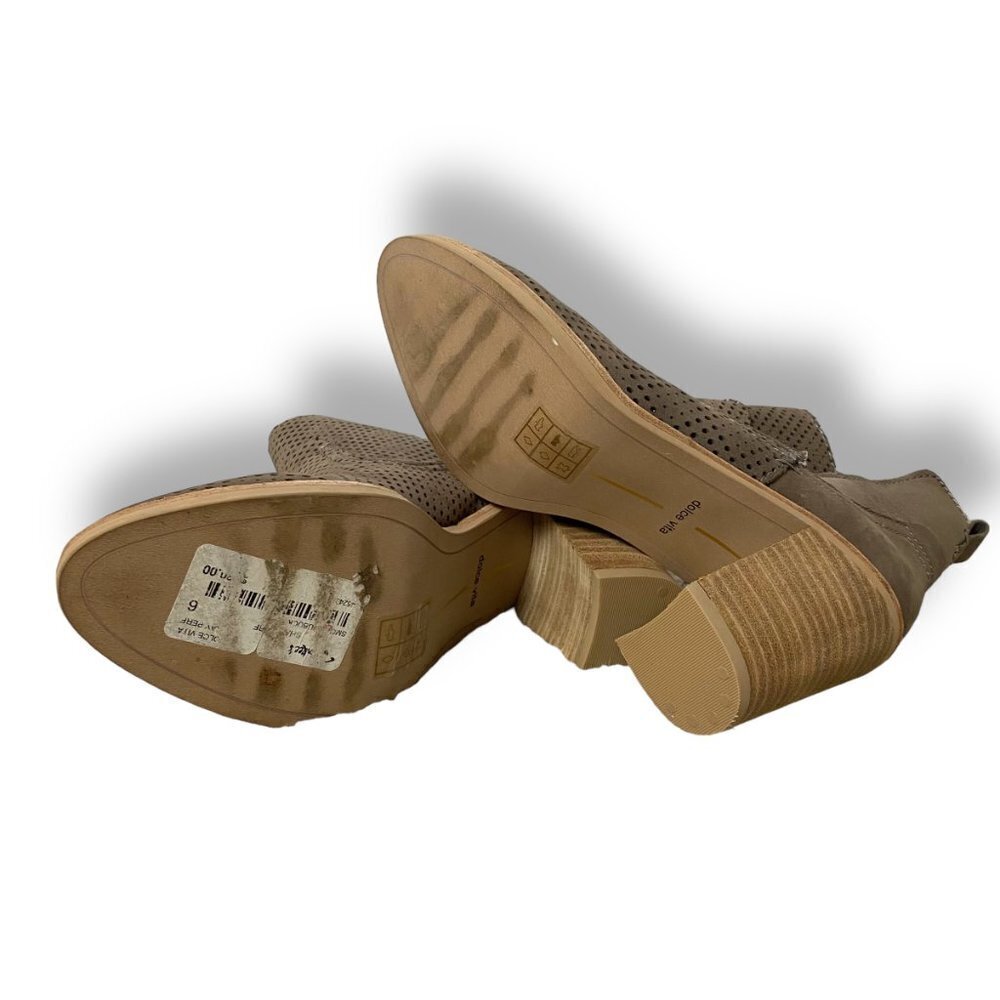 Dolce Vita Bianca Perforated Suede Ankle Boot, Sz 6, Tan Neutral Booties Taupe - Picture 4 of 6